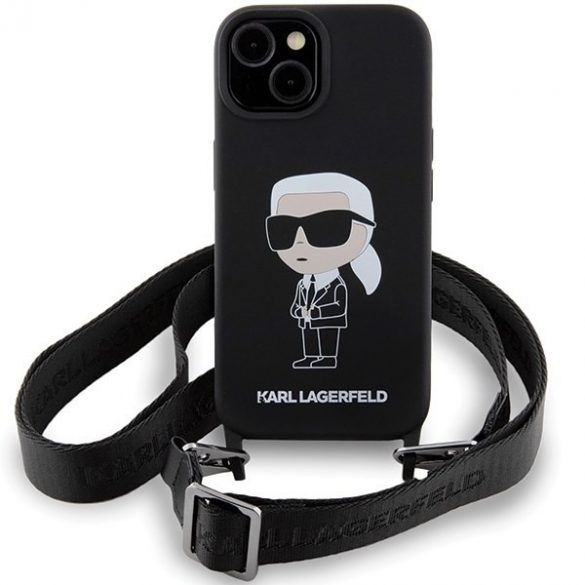 Karl Lagerfeld KLHCP15SSCBSKNK iPhone 15 / 14 / 13 6.1" hardcase czarny/negru Crossbody Silicon Ikonik