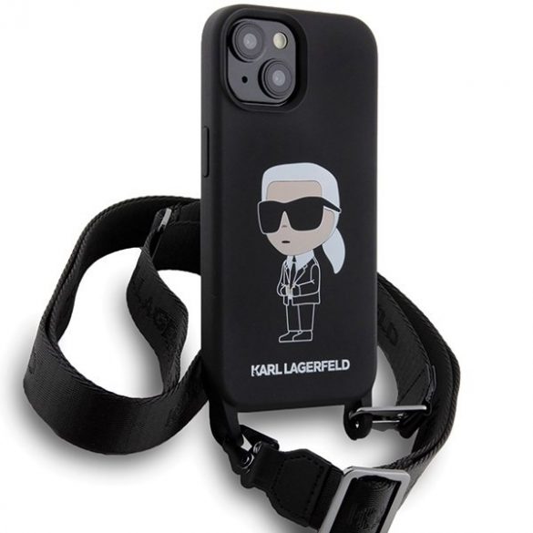 Karl Lagerfeld KLHCP15SSCBSKNK iPhone 15 / 14 / 13 6.1" hardcase czarny/negru Crossbody Silicon Ikonik