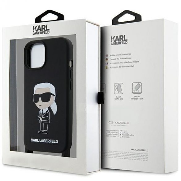 Karl Lagerfeld KLHCP15SSCBSKNK iPhone 15 / 14 / 13 6.1" hardcase czarny/negru Crossbody Silicon Ikonik