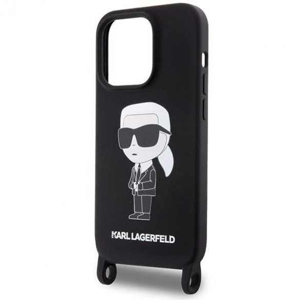 Karl Lagerfeld KLHCP15XSCBSKNK Husă rigidă pentru iPhone 15 Pro Max 6.7, negru/negru, Silicon Ikonik