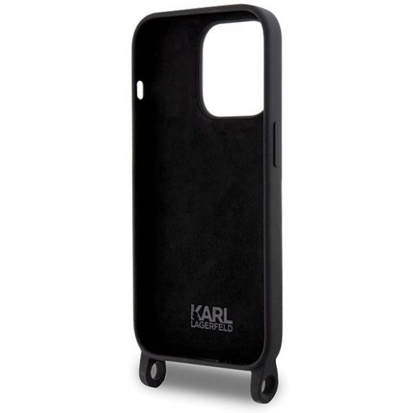 Karl Lagerfeld KLHCP15XSCBSKNK Husă rigidă pentru iPhone 15 Pro Max 6.7, negru/negru, Silicon Ikonik