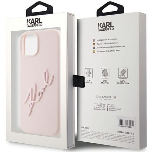 Karl Lagerfeld KLHCP15SSKSBMCP iPhone 15 / 14 / 13 6.1" roz/roz hard Husă Silicone Karl Script