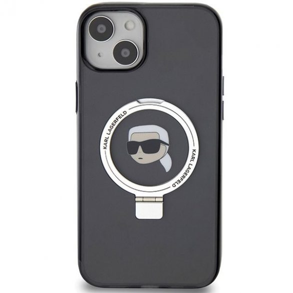 Karl Lagerfeld KLHMP15MHMRSKHK iPhone 15 Plus / 14 Plus 6.7" carcasă rigidă/neagră Suport inel Karl Head MagSafe