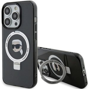 Karl Lagerfeld KLHMP15LHMRSKHK iPhone 15 Pro 6.1 carcasă rigidă/neagră Suport inel Karl Head MagSafe"