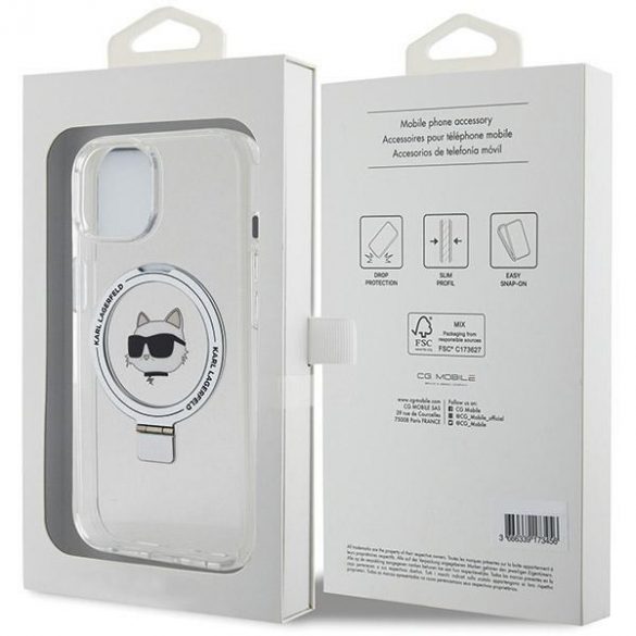 Karl Lagerfeld KLHMP15SHMRSCHH iPhone 15 / 14 / 13 6.1" biały/alb hardcase Ring Stand Choupette Head MagSafe