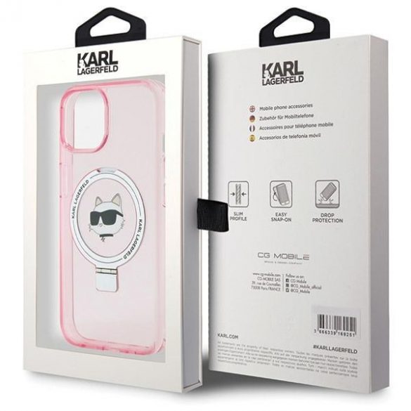 Karl Lagerfeld KLHMP15SHMRSCHP iPhone 15 / 14 / 13 6.1" rożowy/roz hardcase Ring Stand Choupette Head MagSafe