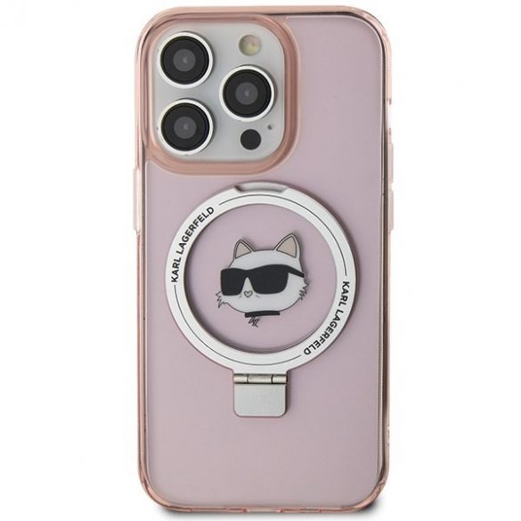 Karl Lagerfeld KLHMP15LHMRSCHP iPhone 15 Pro 6.1 rożowy/roz Hardcase Ring Stand Choupette Head MagSafe"