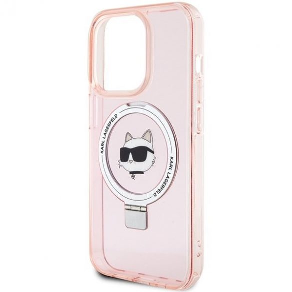 Karl Lagerfeld KLHMP15LHMRSCHP iPhone 15 Pro 6.1 rożowy/roz Hardcase Ring Stand Choupette Head MagSafe"