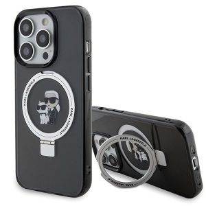 Karl Lagerfeld KLHMP13LHMRSKCK iPhone 13 Pro 6.1 carcasa rigidă neagră/negru Suport inel Karl&Choupettte MagSafe"