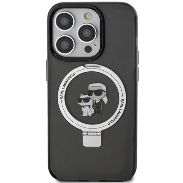 Karl Lagerfeld KLHMP13LHMRSKCK iPhone 13 Pro 6.1 carcasa rigidă neagră/negru Suport inel Karl&Choupettte MagSafe"