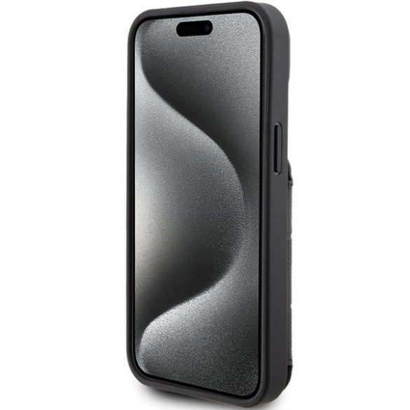 Karl Lagerfeld KLHCP15SSAKCNSCK iPhone 15 / 14 / 13 6,1" carcasă rigidă/neagră Saffiano sloturi pentru cărți și suport Monogram Choupette