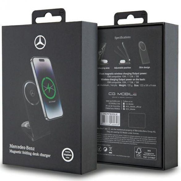 Mercedes składana ład. indukcyjna 2w1 MEMFBGSLK 15W czarny/negru Silver Star MagSafe