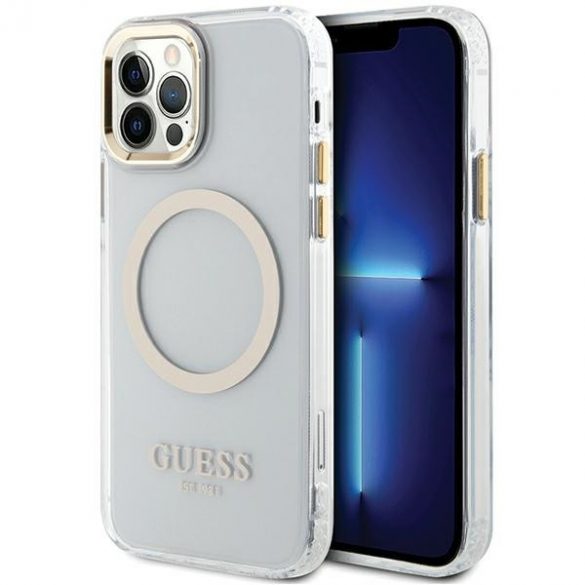 Guess GUHMP12MHTRMD iPhone 12/12 Pro 6,1 zloty/auriu husă rigidă Metal Outline Magsafe"