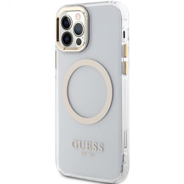 Guess GUHMP12MHTRMD iPhone 12/12 Pro 6,1 zloty/auriu husă rigidă Metal Outline Magsafe"