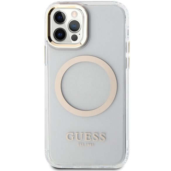 Guess GUHMP12MHTRMD iPhone 12/12 Pro 6,1 zloty/auriu husă rigidă Metal Outline Magsafe"