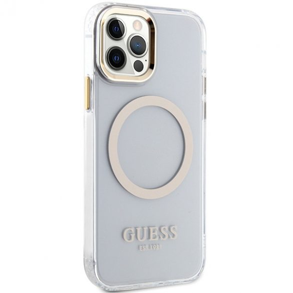 Guess GUHMP12MHTRMD iPhone 12/12 Pro 6,1 zloty/auriu husă rigidă Metal Outline Magsafe"