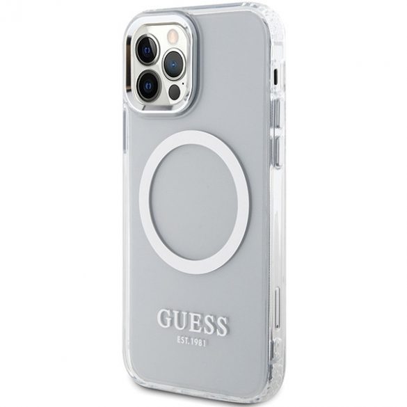 Guess GUHMP12MHTRMS iPhone 12/12 Pro 6.1 srebrny/silver hard Husă Metal Outline Magsafe"