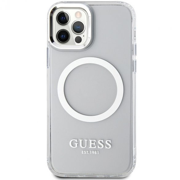 Guess GUHMP12MHTRMS iPhone 12/12 Pro 6.1 srebrny/silver hard Husă Metal Outline Magsafe"