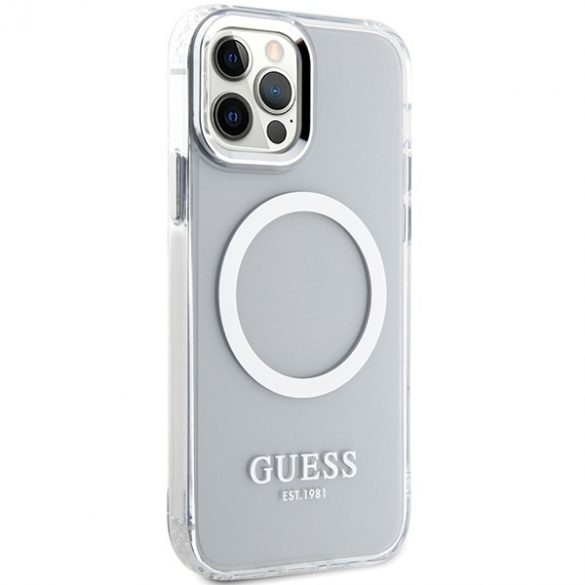 Guess GUHMP12MHTRMS iPhone 12/12 Pro 6.1 srebrny/silver hard Husă Metal Outline Magsafe"