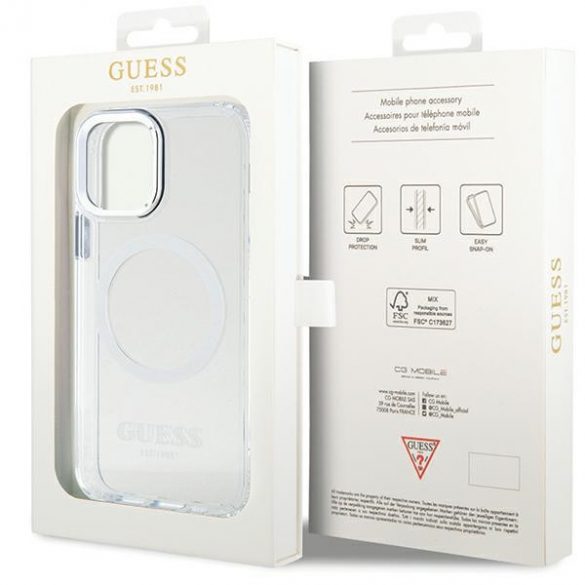 Guess GUHMP12MHTRMS iPhone 12/12 Pro 6.1 srebrny/silver hard Husă Metal Outline Magsafe"