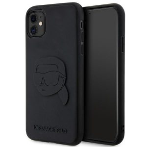 Karl Lagerfeld KLHCN613DRKNK iPhone 11 / Xr 6.1 carcasă rigidă/neagră din cauciuc Karl Head 3D"