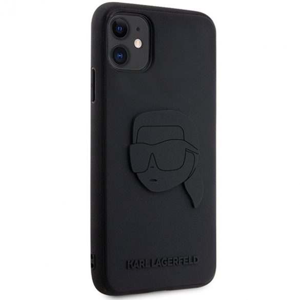 Karl Lagerfeld KLHCN613DRKNK iPhone 11 / Xr 6.1 carcasă rigidă/neagră din cauciuc Karl Head 3D"