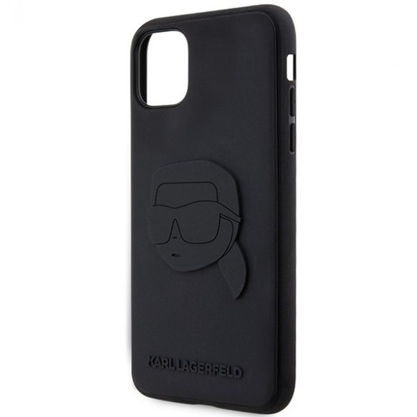 Karl Lagerfeld KLHCN613DRKNK iPhone 11 / Xr 6.1 carcasă rigidă/neagră din cauciuc Karl Head 3D"