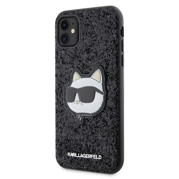 Karl Lagerfeld KLHCN61G2CPK iPhone 11 / Xr 6.1 negru / negru hard Husă Glitter Choupette Patch"