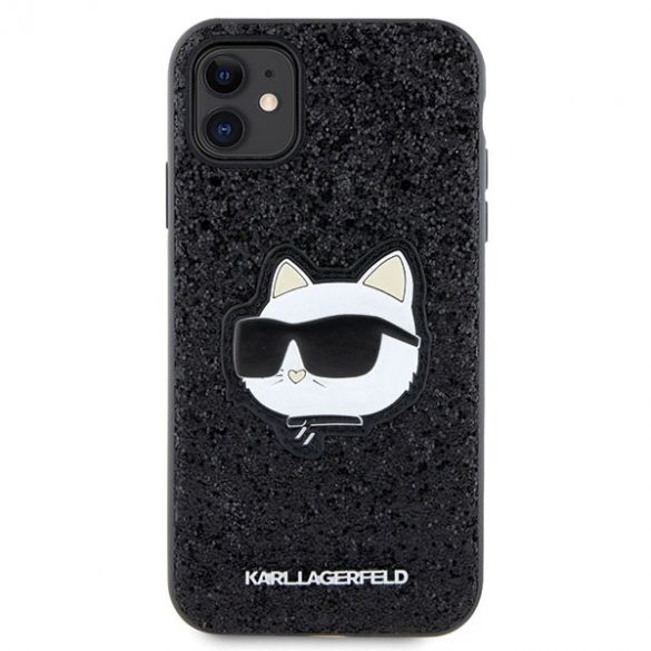 Karl Lagerfeld KLHCN61G2CPK iPhone 11 / Xr 6.1 negru / negru hard Husă Glitter Choupette Patch"