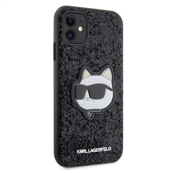 Karl Lagerfeld KLHCN61G2CPK iPhone 11 / Xr 6.1 negru / negru hard Husă Glitter Choupette Patch"