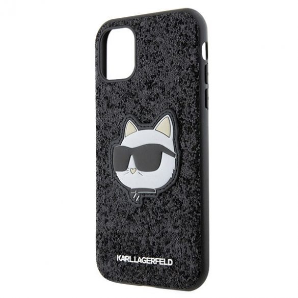 Karl Lagerfeld KLHCN61G2CPK iPhone 11 / Xr 6.1 negru / negru hard Husă Glitter Choupette Patch"