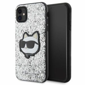 Karl Lagerfeld KLHCN61G2CPS iPhone 11 / Xr 6.1 srebrny/argintiu Hardcase Glitter Choupette Patch"