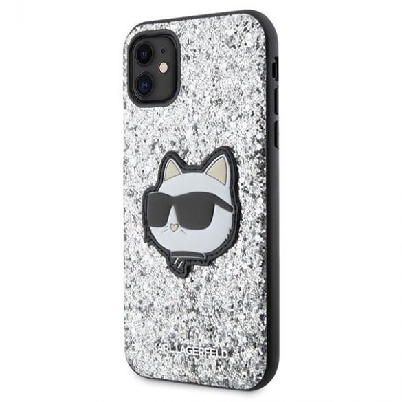 Karl Lagerfeld KLHCN61G2CPS iPhone 11 / Xr 6.1 srebrny/argintiu Hardcase Glitter Choupette Patch"