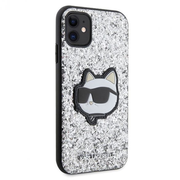 Karl Lagerfeld KLHCN61G2CPS iPhone 11 / Xr 6.1 srebrny/argintiu Hardcase Glitter Choupette Patch"