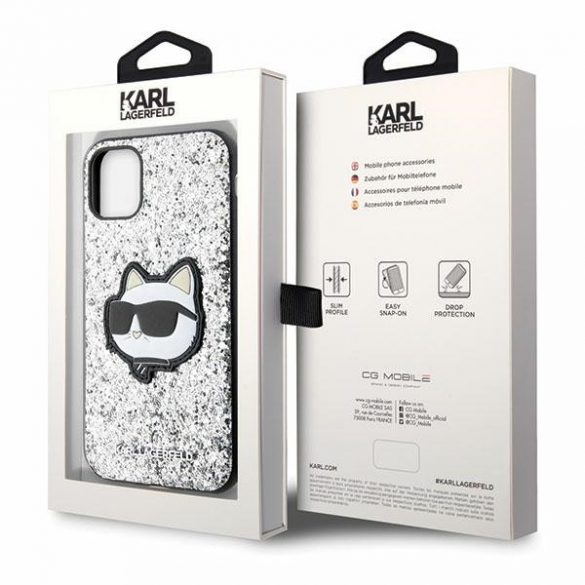 Karl Lagerfeld KLHCN61G2CPS iPhone 11 / Xr 6.1 srebrny/argintiu Hardcase Glitter Choupette Patch"