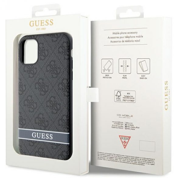 Guess GUHCN61P4SNK iPhone 11 / Xr gri/gri hard Husă 4G Stripe