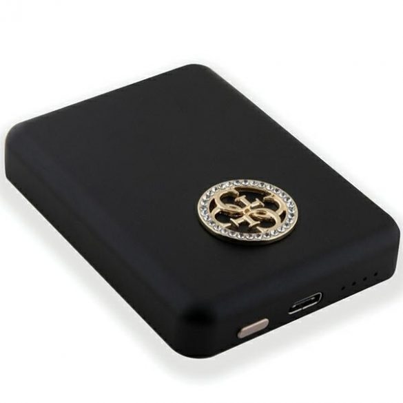 Guess Powerbank indukcyjny 5W GUPBM3AL4DMK 3000mAh negru/negru MagSafe 4G Strassed Metal Logo