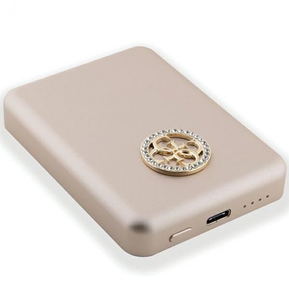 Guess Powerbank indukcyjny 5W GUPBM3AL4DMD 3000mAh złoty/aur MagSafe 4G Strassed Metal Logo