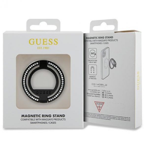 Guess MagSafe Ring stand GUMRSALDGK czarny/negru stras