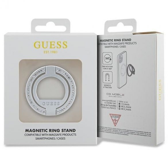 Guess MagSafe Ring stand GUMRSALDGS silver/silver Strass