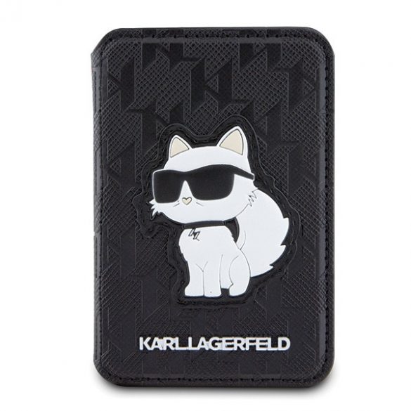 Karl Lagerfeld KLWMSPSAKHCK Portofel Suport pentru carduri Saffiano Monogram Choupette MagSafe czarny/negru