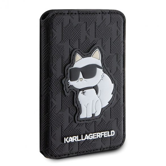 Karl Lagerfeld KLWMSPSAKHCK Portofel Suport pentru carduri Saffiano Monogram Choupette MagSafe czarny/negru