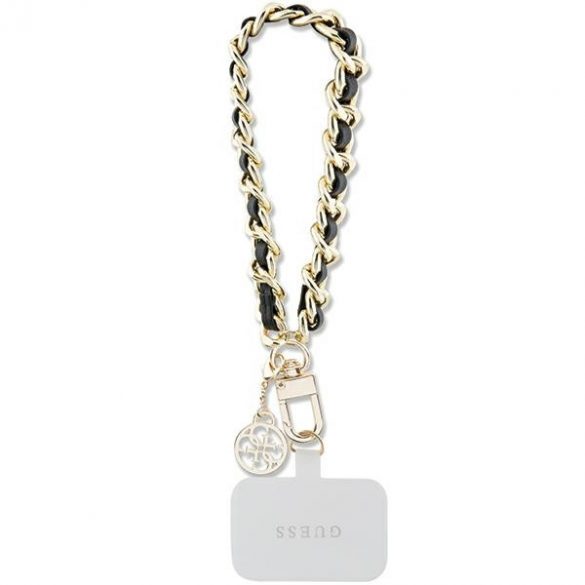 Guess GUOUCHSAMC4K Universal Hand Strap negru/negru Saffiano Chain 4G Charm