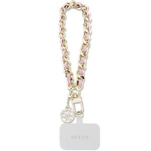 Guess GUOUCHSAMC4P Universal Hand Strap roz/roz Saffiano Chain 4G Charm