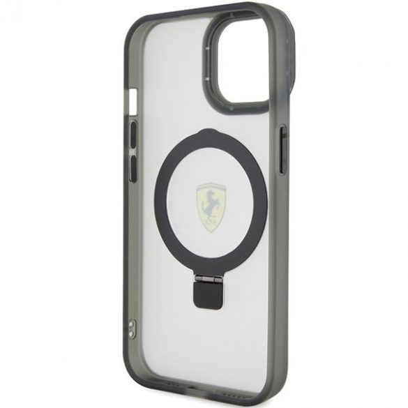 Ferrari FEHMP15MUSCAK iPhone 15 Plus / 14 Plus 6.7" carcasă rigidă neagră/negru Ring Stand 2023 Colecția MagSafe