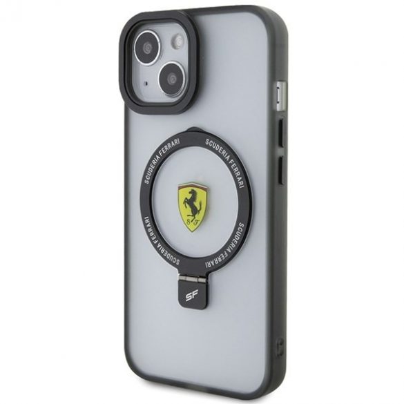 Ferrari FEHMP15SUSCAH iPhone 15 / 14 / 13 Husă rigidă transparentă de 6,1 inchi Ring Stand 2023 Colecția MagSafe