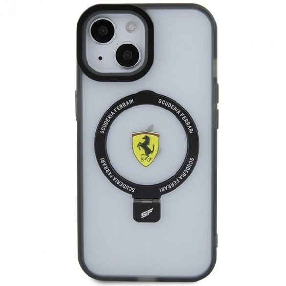 Ferrari FEHMP15SUSCAH iPhone 15 / 14 / 13 Husă rigidă transparentă de 6,1 inchi Ring Stand 2023 Colecția MagSafe