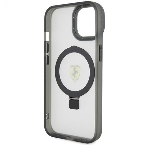 Ferrari FEHMP15SUSCAH iPhone 15 / 14 / 13 Husă rigidă transparentă de 6,1 inchi Ring Stand 2023 Colecția MagSafe