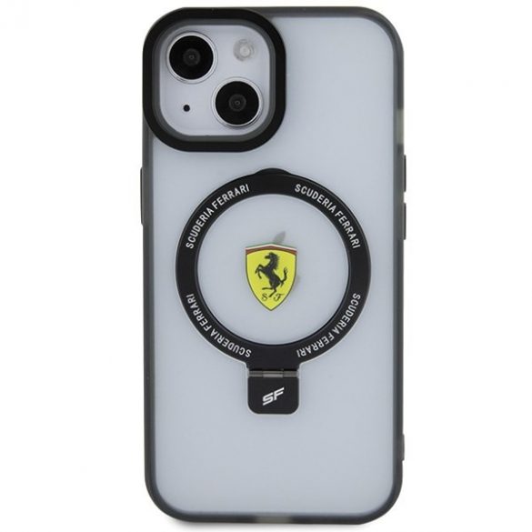 Ferrari FEHMP15MUSCAH iPhone 15 Plus / 14 Plus husă rigidă transparentă de 6,7" Ring Stand 2023 Colecția MagSafe