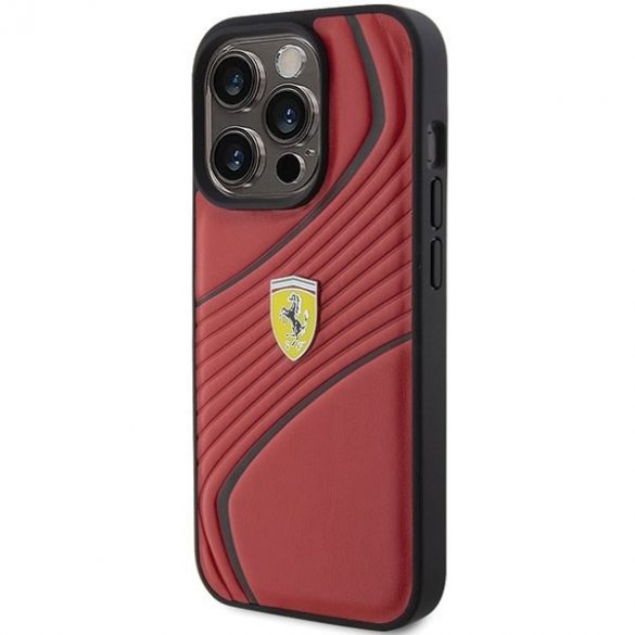 Carcasă rigidă Ferrari FEHCP15LPTWR pentru iPhone 15 Pro 6.1, culoare roșie, Twist Metal Logo"